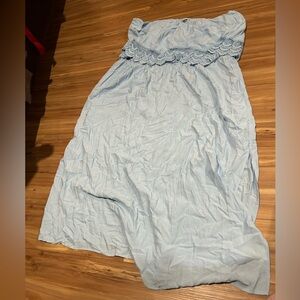 Venus Bohemian Blue Lace-Trimmed Strapless Maxi Dress Size 3X